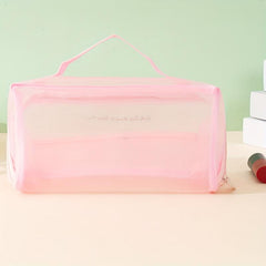 Mesh Makeup Bag Large Capacity Toiletry Bag With Handle & Divider