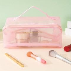 Mesh Makeup Bag Large Capacity Toiletry Bag With Handle & Divider