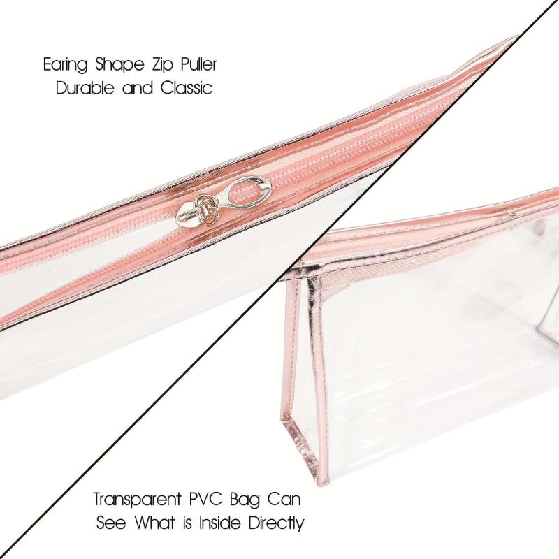 4pcs Clear Makeup Travel Bag Waterproof PVC Portable Zip Beach Bag