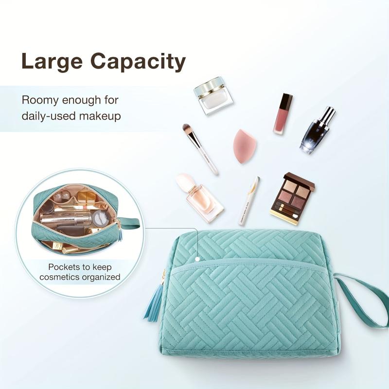 Roomy Cosmetic Pouch Travel Toiletry Bag Zipper Makeup Organizer