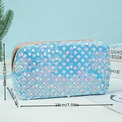 Sequin Cosmetic Bag for Women and Girls - Travel and Toiletry Organizer