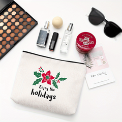 Christmas Cosmetic Bag Waterproof Zipper Pouch Travel Toiletry Makeup Organizer