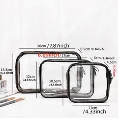 3pcs Travel Clear Toiletry Bag Women Makeup Case Waterproof