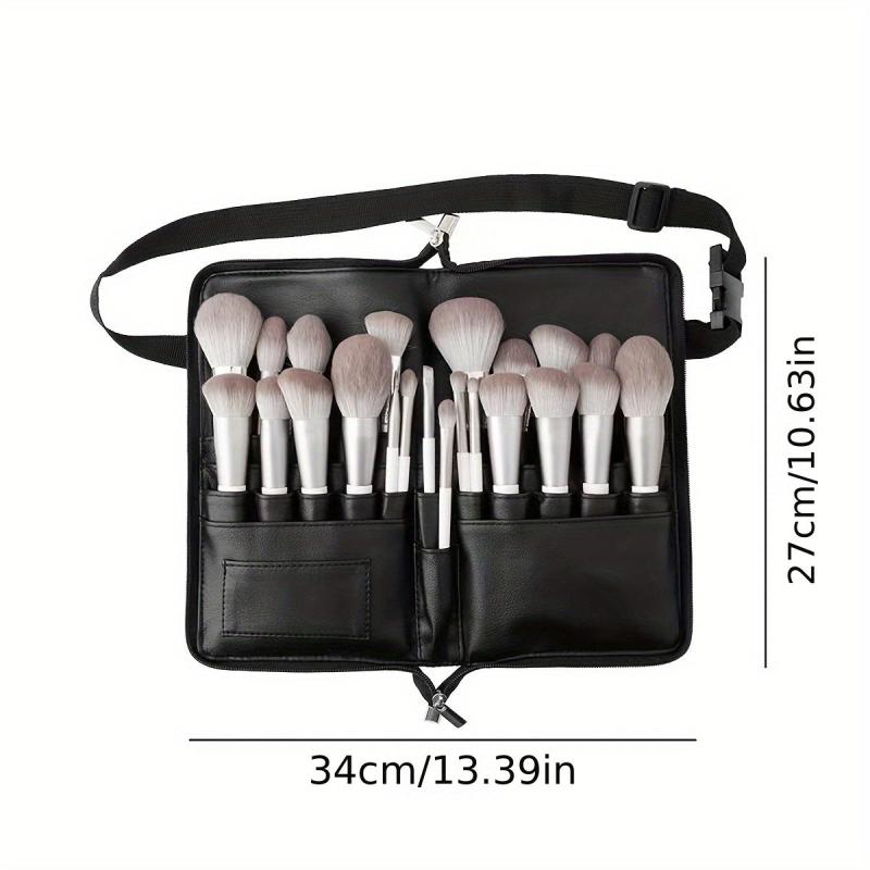 Makeup Brush Waist Bag Adjustable Strap Waterproof PU Leather