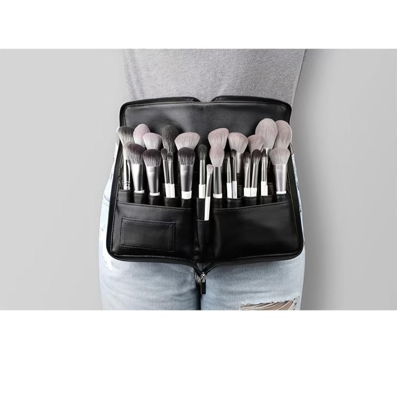 Makeup Brush Waist Bag Adjustable Strap Waterproof PU Leather