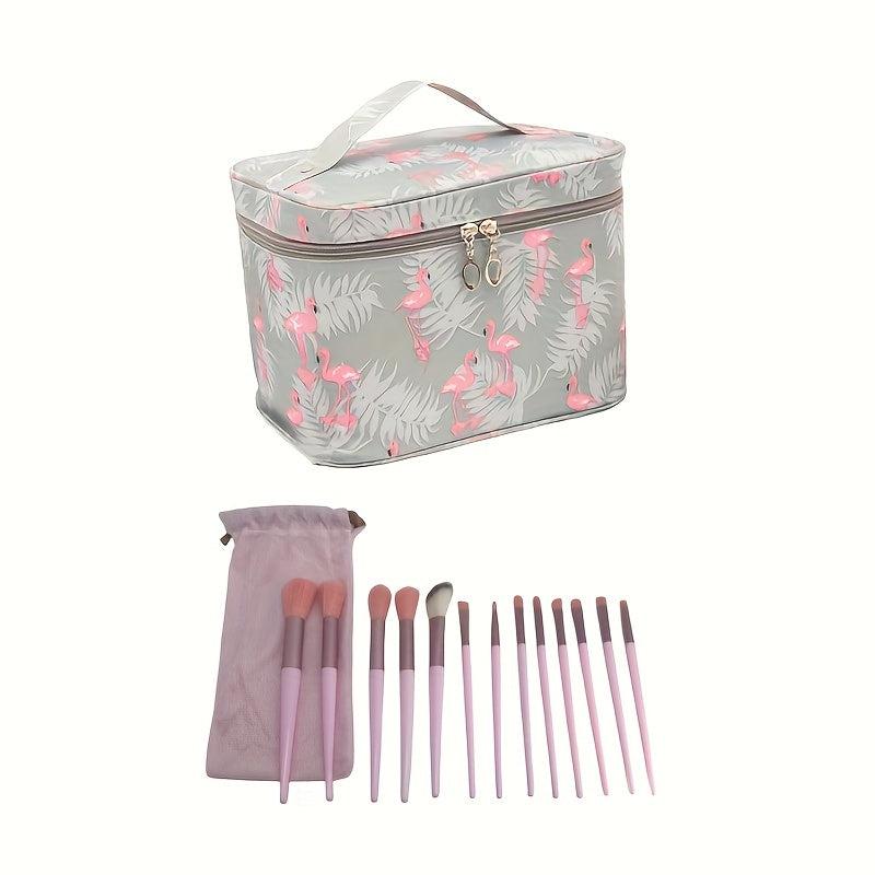 Nylon Waterproof Toiletry Bag + 13pcs Makeup Brushes Set