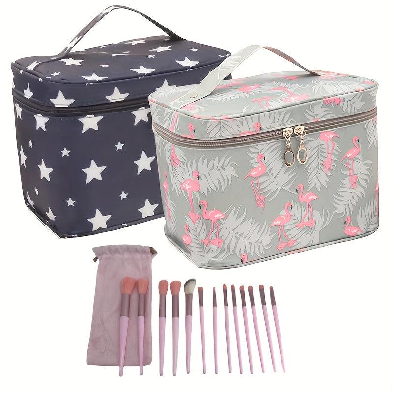 Nylon Waterproof Toiletry Bag + 13pcs Makeup Brushes Set