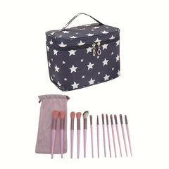 Nylon Waterproof Toiletry Bag + 13pcs Makeup Brushes Set