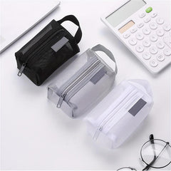 3pcs Portable Mesh Storage Bag Cosmetic Toiletry Zipper Pouch