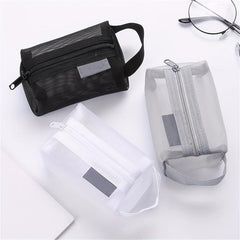 3pcs Portable Mesh Storage Bag Cosmetic Toiletry Zipper Pouch