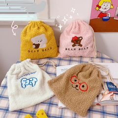 Cute Bear Drawstring Makeup Bag Portable Travel Toiletry Organizer