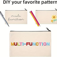 5Pcs Canvas Zipper Pouch Makeup Bag Pencil Case Cosmetic Crafts Gift