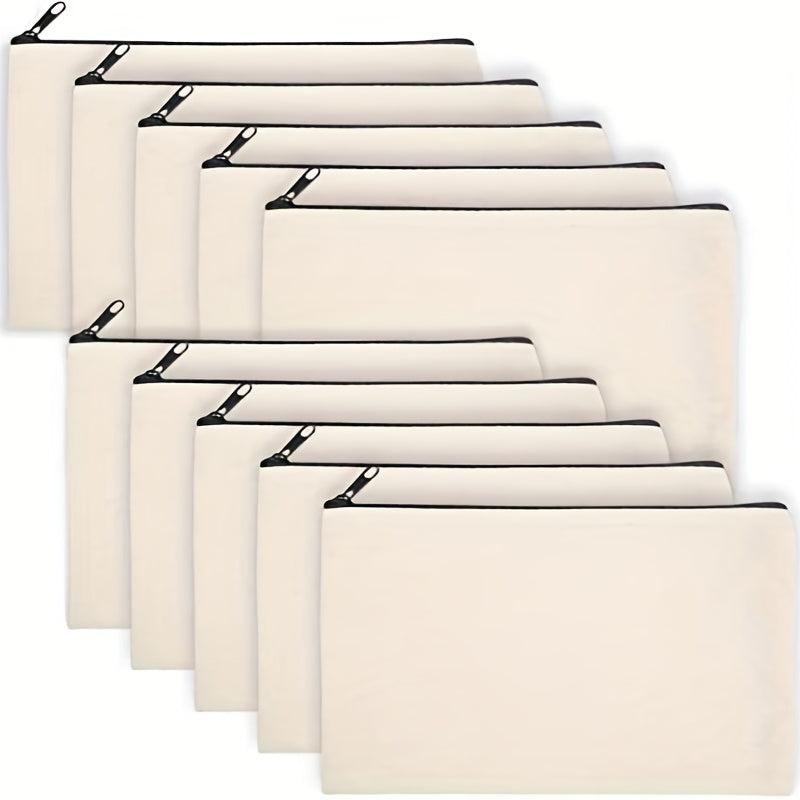 5Pcs Canvas Zipper Pouch Makeup Bag Pencil Case Cosmetic Crafts Gift