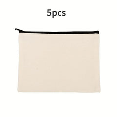 5Pcs Canvas Zipper Pouch Makeup Bag Pencil Case Cosmetic Crafts Gift
