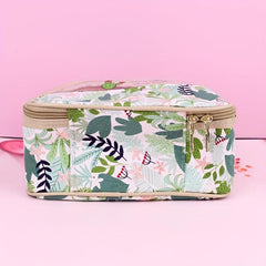 Floral Pattern Waterproof Makeup Bag with Clear Half Window