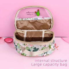 Floral Pattern Waterproof Makeup Bag with Clear Half Window