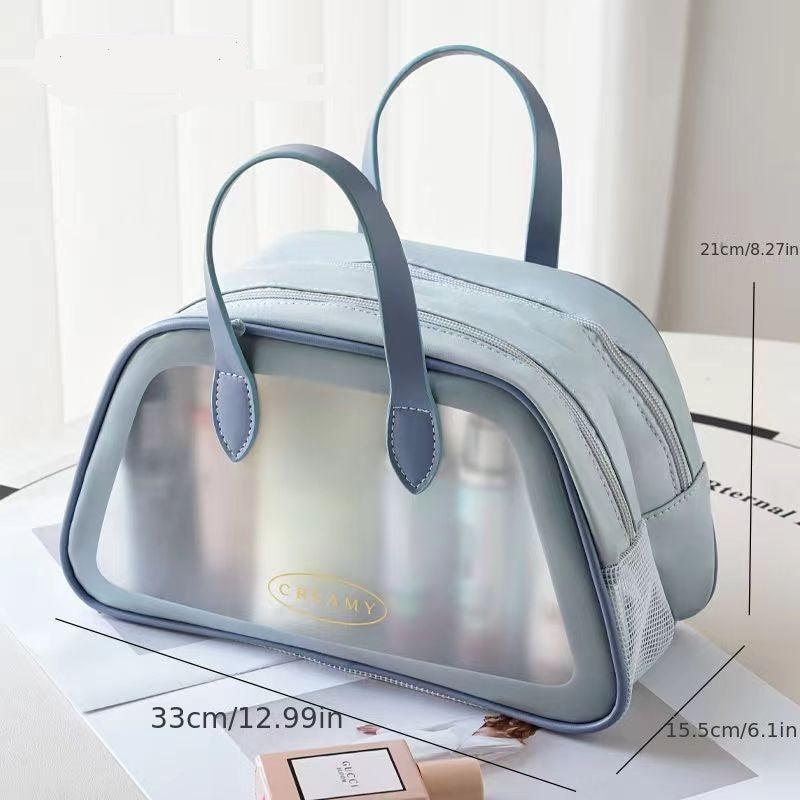 Double Layer Makeup Bag Wet Dry Separation Toiletry Travel Bag Translucent