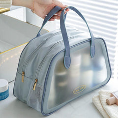 Double Layer Makeup Bag Wet Dry Separation Toiletry Travel Bag Translucent