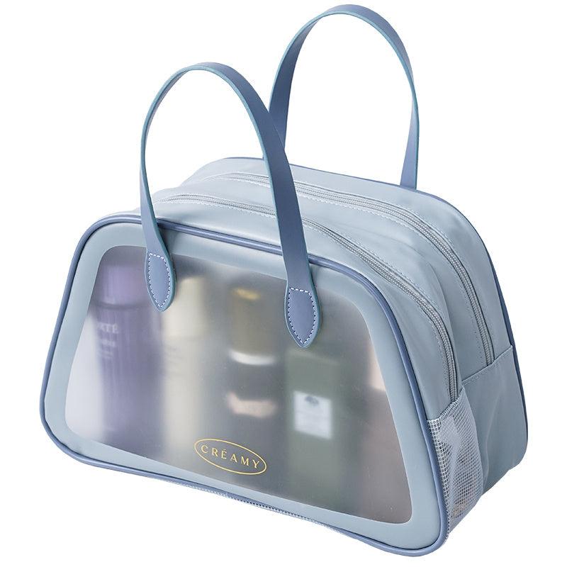 Double Layer Makeup Bag Wet Dry Separation Toiletry Travel Bag Translucent