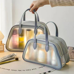 Double Layer Makeup Bag Wet Dry Separation Toiletry Travel Bag Translucent