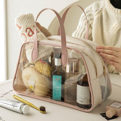 Double Layer Makeup Bag Wet Dry Separation Toiletry Travel Bag Translucent