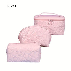 3PCS Waterproof Makeup Bag Set Y2K Heart Toiletry Bag