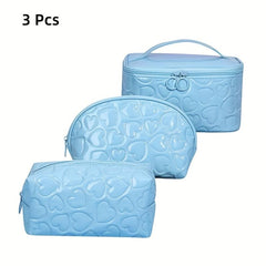3PCS Waterproof Makeup Bag Set Y2K Heart Toiletry Bag