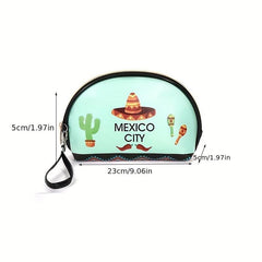 Mexico City Print Makeup Bag Portable Toiletry Bag for Women