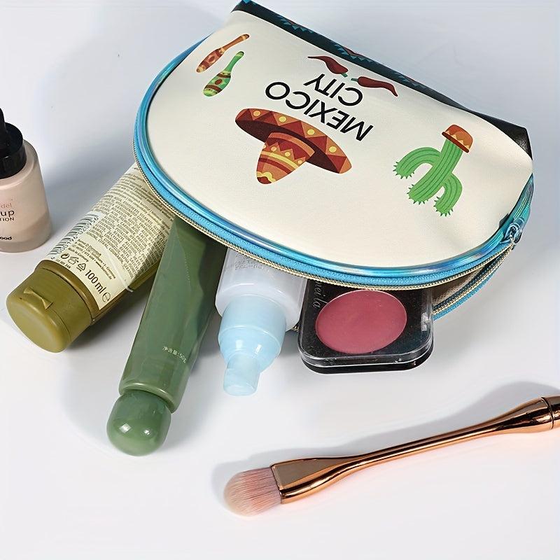 Mexico City Print Makeup Bag Portable Toiletry Bag for Women