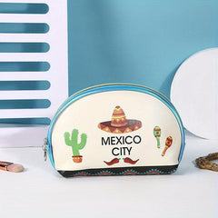 Mexico City Print Makeup Bag Portable Toiletry Bag for Women