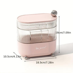 3 Layer Rotating Jewelry Organizer Box with Lid
