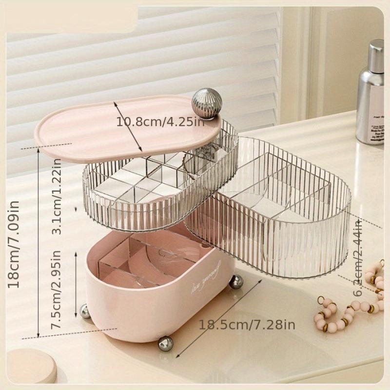 3 Layer Rotating Jewelry Organizer Box with Lid