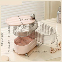 3 Layer Rotating Jewelry Organizer Box with Lid
