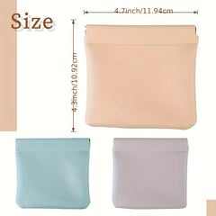 3Pcs Lambskin Portable Cosmetic Bag Self Closing Makeup Pouch