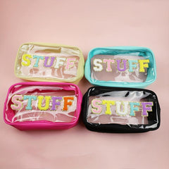 Waterproof PVC Toiletry Bag with Embroidered Lettering