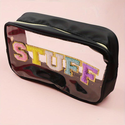 Waterproof PVC Toiletry Bag with Embroidered Lettering