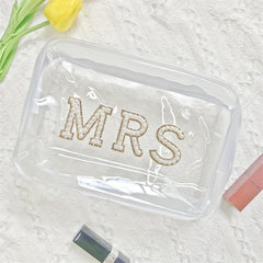 Golden Rhinestone Cosmetic Organizer Travel Wedding Supplies Storage Bag