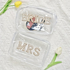 Golden Rhinestone Cosmetic Organizer Travel Wedding Supplies Storage Bag