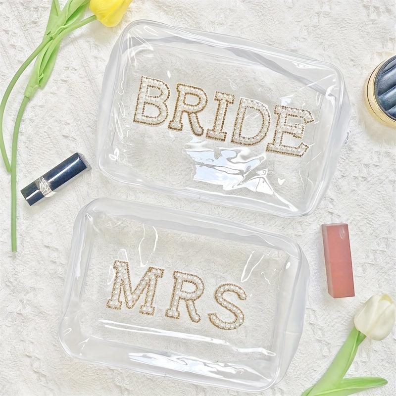 Golden Rhinestone Cosmetic Organizer Travel Wedding Supplies Storage Bag