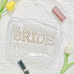Golden Rhinestone Cosmetic Organizer Travel Wedding Supplies Storage Bag