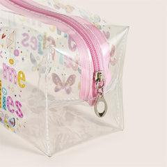 Butterfly Letter Pattern Makeup Bag PVC Waterproof Roomy Zipper Makeup Pouch