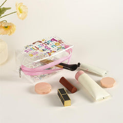 Butterfly Letter Pattern Makeup Bag PVC Waterproof Roomy Zipper Makeup Pouch