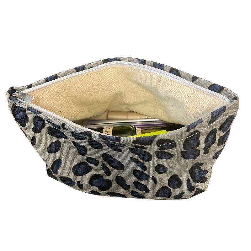 Leopard Print Makeup Bag Small Cosmetic Bag With 13pcs Makeup Brushes Set