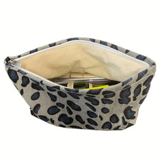 Leopard Print Makeup Bag Small Cosmetic Bag With 13pcs Makeup Brushes Set