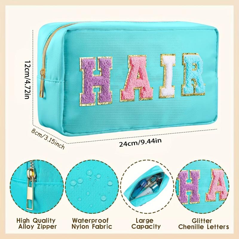 4 Pcs Embroidered Cosmetic Pouch Set Waterproof Travel Makeup Organizer Bag