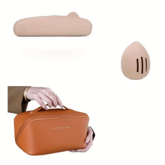 3pcs Makeup Bag Kit Waterproof Travel Cosmetic Sponge Holder & Brush Organizer
