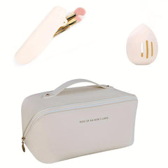 3pcs Makeup Bag Kit Waterproof Travel Cosmetic Sponge Holder & Brush Organizer