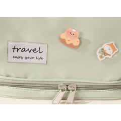 Double Layer Cosmetic Bag Portable Makeup Bag with Brush Organizer Green