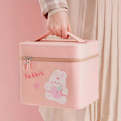 Cosmetic Bag With Mirror Makeup Organizer With Foldable Tray