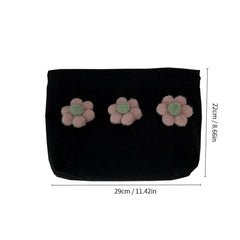 3D Flower Decor Makeup Bag Zipper Pouch Roomy Cosmetic Travel Toiletry Pouch